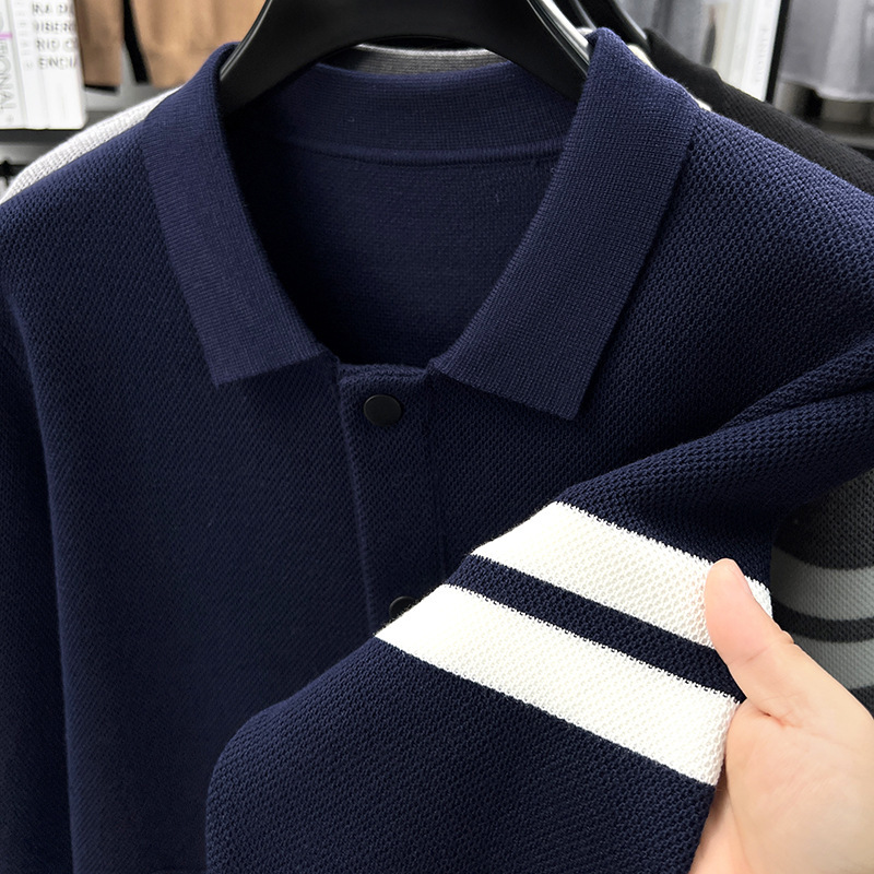 Knitted Cardigan Lapel Korean Slim Men's Jacket - Image 2