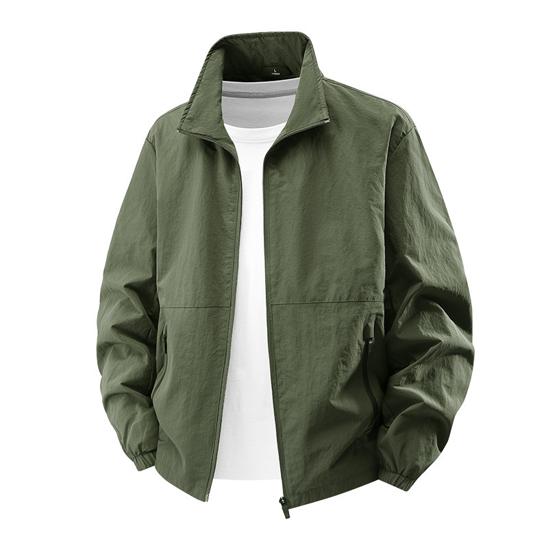 Outdoor Sports Plus Size Men's Casual Jacket Coat Solid Color Stand Collar - Image 7