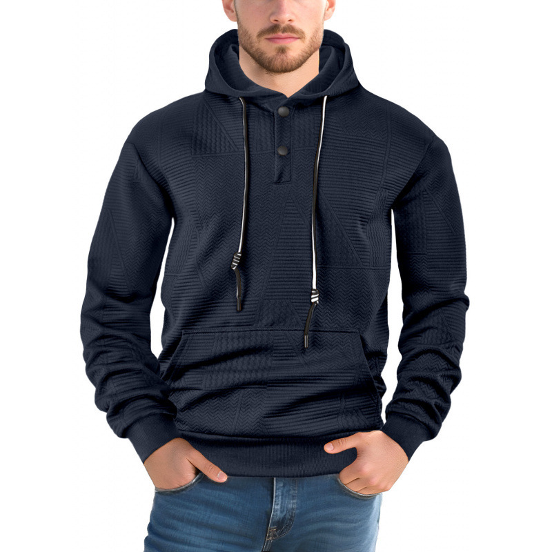 Pullover Solid Color Casual Sports Loose Long Sleeve Hooded Sweater Men - Image 9