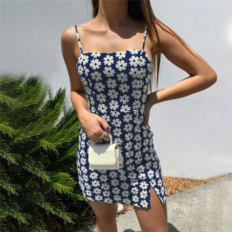 Beach Mini Skirt Printed Backless Sling Slim Fit Dress - Image 3
