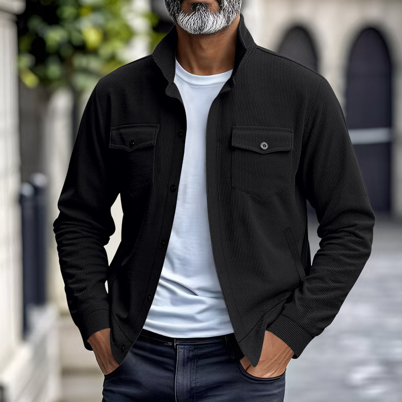 Simple Versatile Multi-pocket Long Sleeve Stand-up Collar Jacket Men's Clothing - Image 10