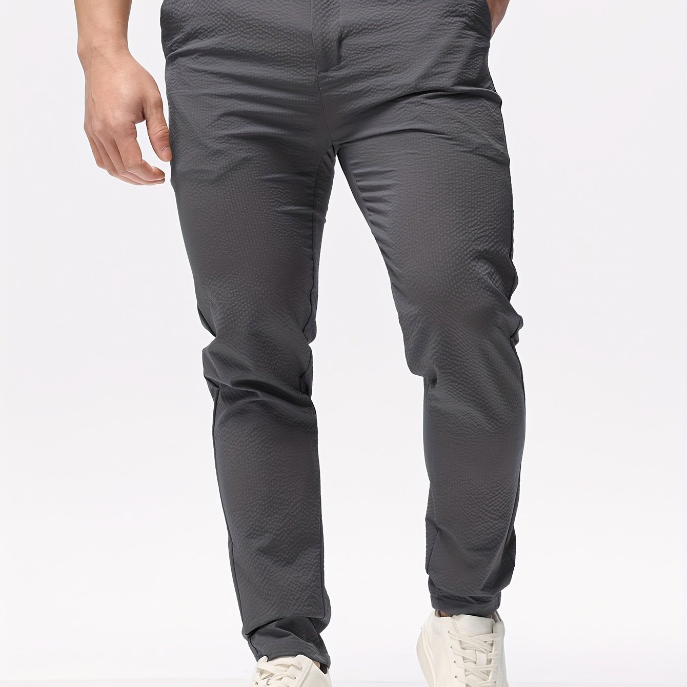 Men's Solid Classic Lightweight Slim Fit Pants Casual - Image 5