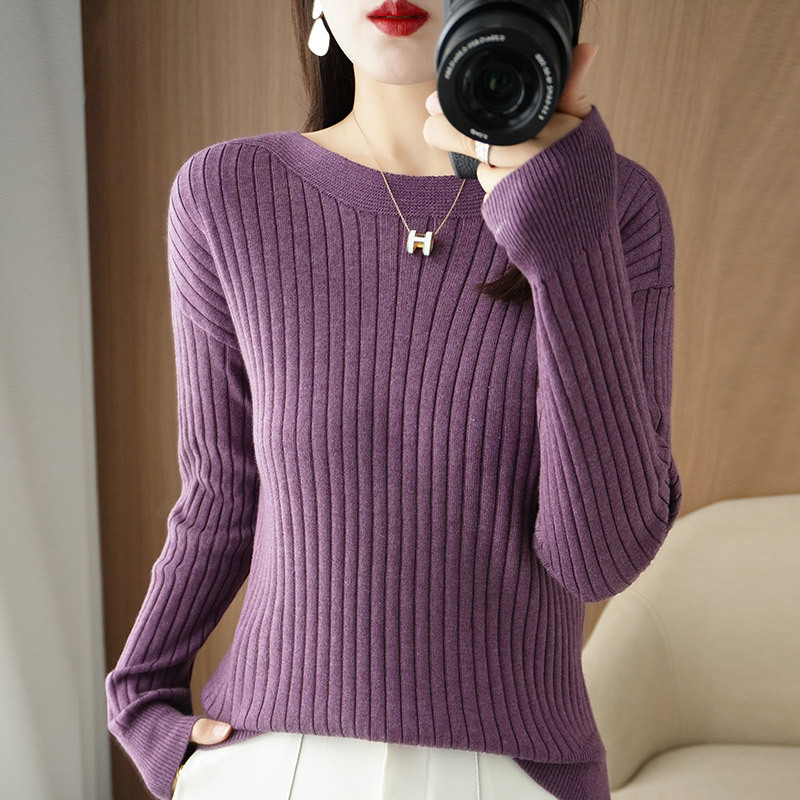Women's Off-neck Knitted Bottoming Shirt Autumn And Winter New - Image 6