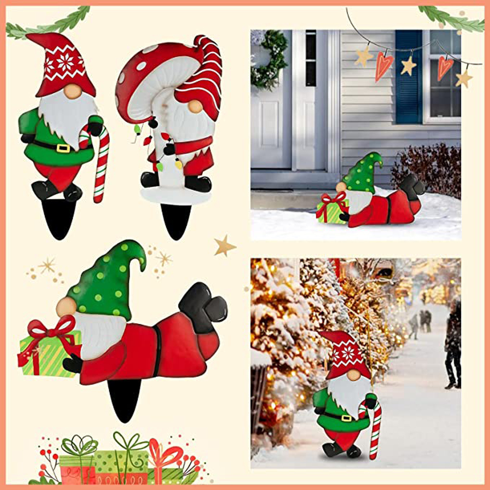 Gifting Series Gnome Metal Insert New Dwarf Santa Claus Courtyard Plugin Christmas Decor - Image 6