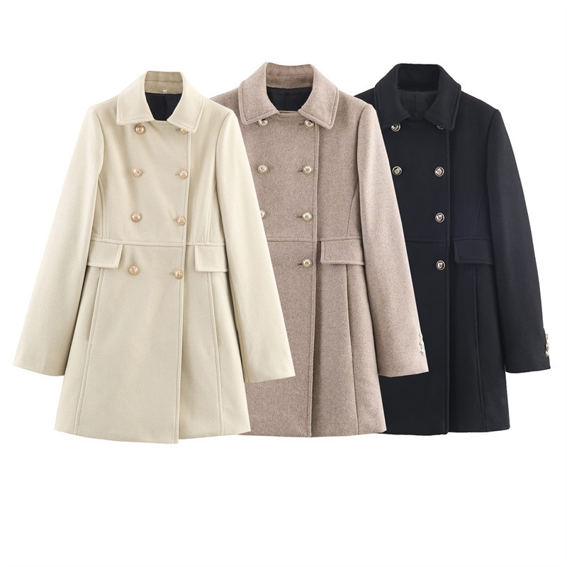Autumn And Winter Double Breasted Mid Length Coat Jacket - Image 7