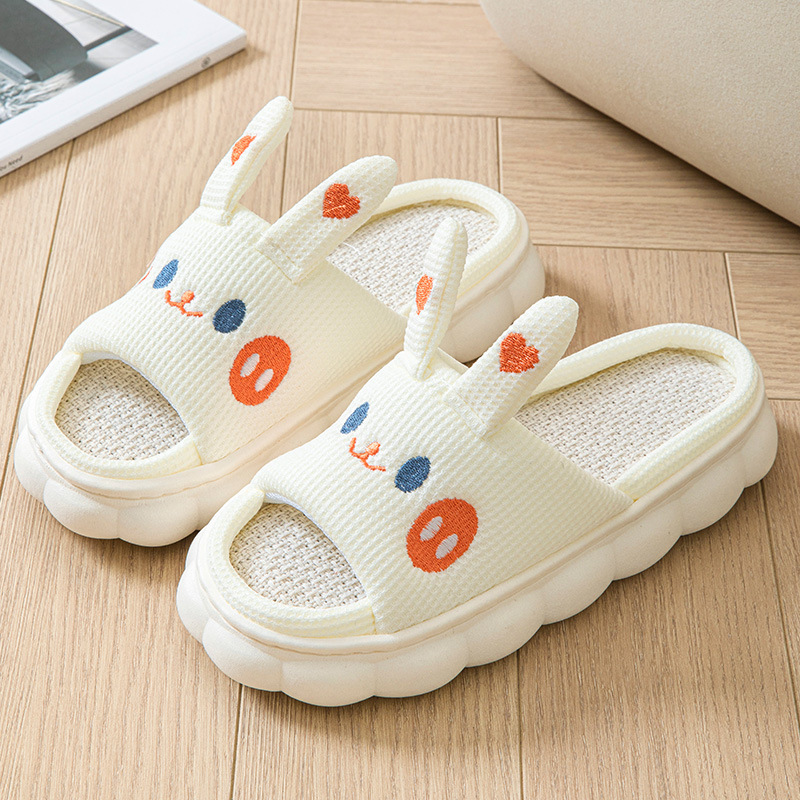 Cartoon Open Toe Couple Hemp Slippers - Image 4