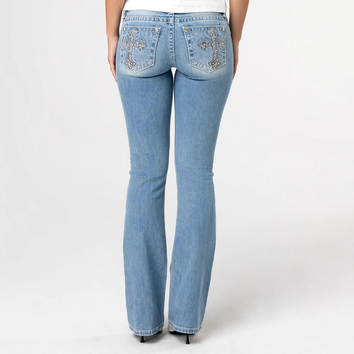 Denim Women's Street Low Waist Tight Trousers - Image 4