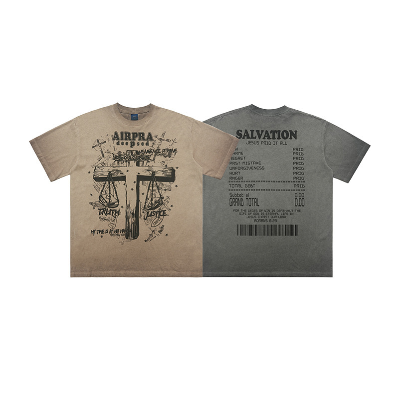 Printed Cotton Short-sleeved T-shirt Men's And Women's Bottoming Shirt Autumn And Winter - Image 3