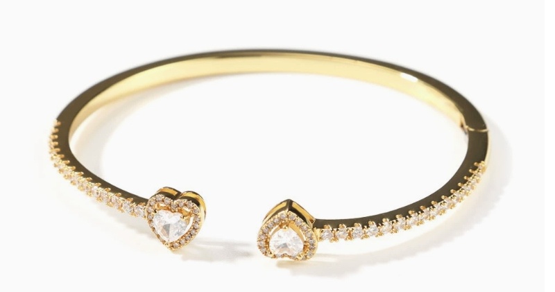 Fine Circle Pairs Of Heart Shape With Diamond Bracelets - Image 2