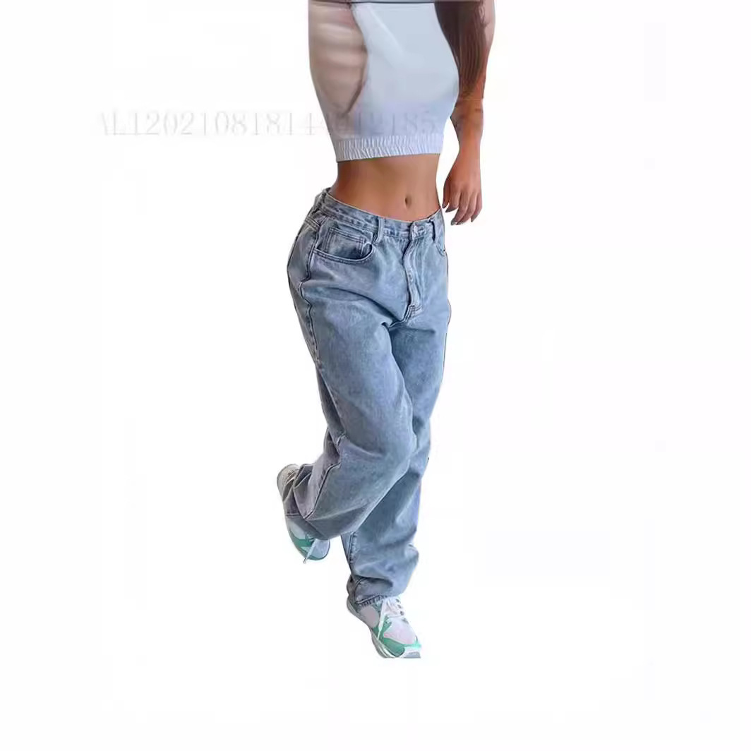 Casual Retro Loose Denim Trousers Women - Image 4