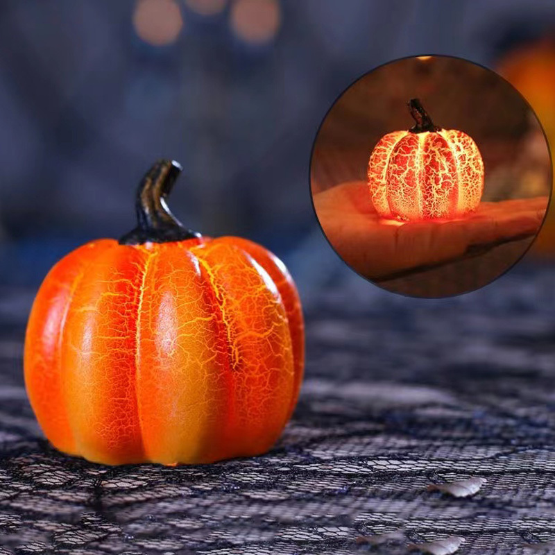New Halloween Pumpkin Lantern Simulation Pumpkin LED Candle Lamp Resin Luminous Pumpkin - Image 5