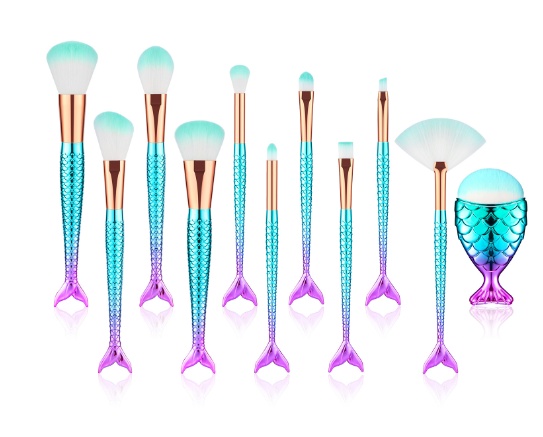 11pcs Makeup Brushes Kit Maquiagem Maquillaje New Mermaid Foundation Eyebrow Eyeliner Cosmetic Makeup Brushes - Image 5
