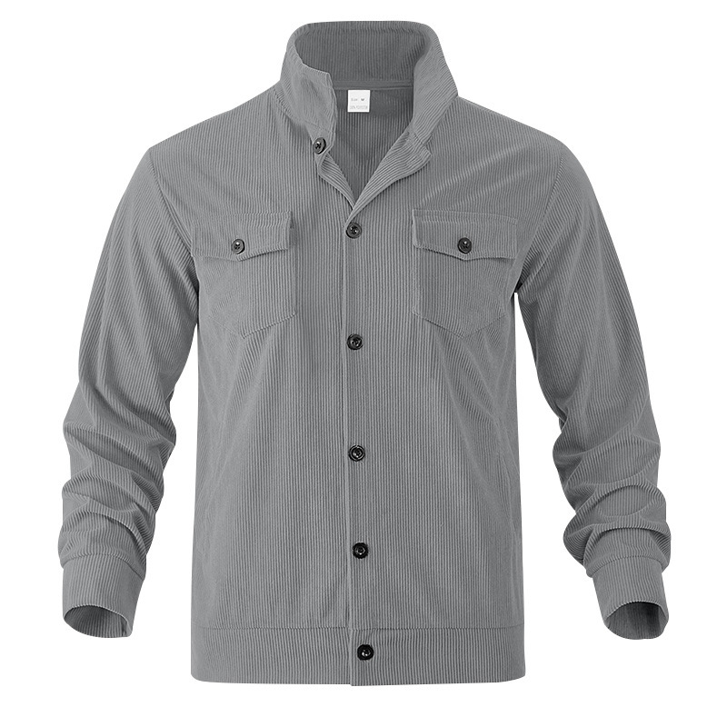 Simple Versatile Multi-pocket Long Sleeve Stand-up Collar Jacket Men's Clothing - Image 8