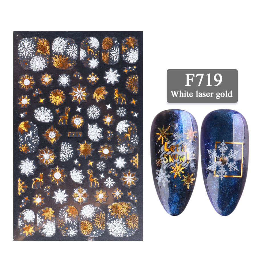 New Nail Stickers 3D Christmas Series Two-color Golden Laser Snowflake Thin Stickers Nail Art Design Nail Art Stickers - Image 8