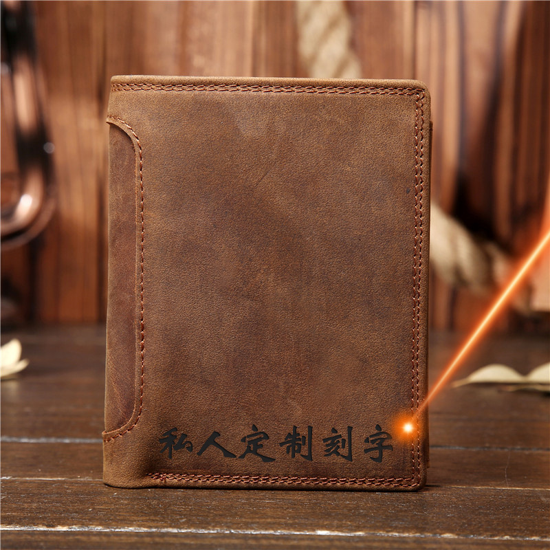 Men's Genuine Leather Retro Vertical Wallet - Image 2