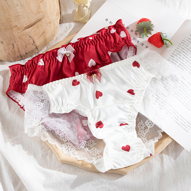 Panties For Women Lace Kawaii Sexy Lingerie Underwear Heart Print Gril Briefs Female Casual - Image 3
