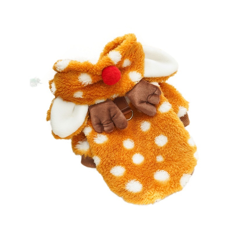 Pet Dog Cat Christmas Clothes Elk Supplies Autumn And Winter Fleece-lined Medium-sized Dog Bichon Jarre Aero Bull Corgi Pet Costume - Image 2