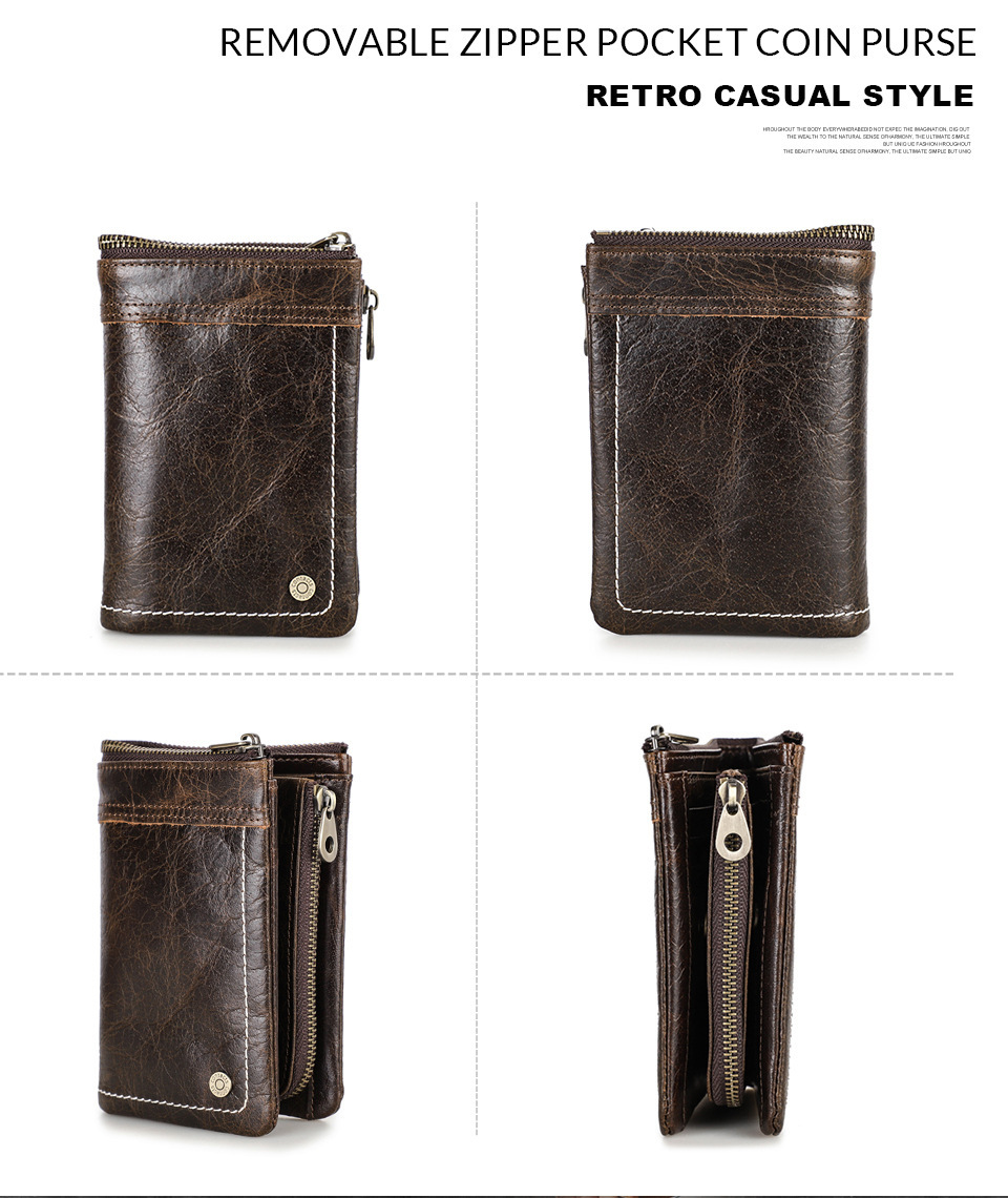 Black Angel Leather RFID Anti-theft Brush Men's Wallet - Image 5