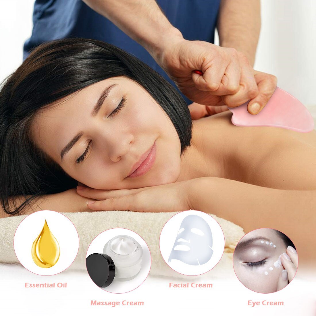 Whole Massage Gua Sha Tools Natural Rose Quartz Massage Stone - Image 5