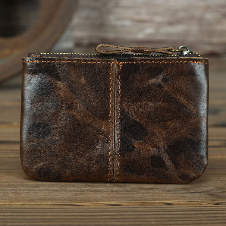 Men's Retro Crazy Horse Leather Coin Purse - Image 8