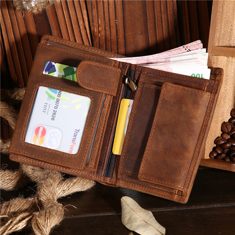 Men's Genuine Leather Retro Vertical Wallet - Image 10
