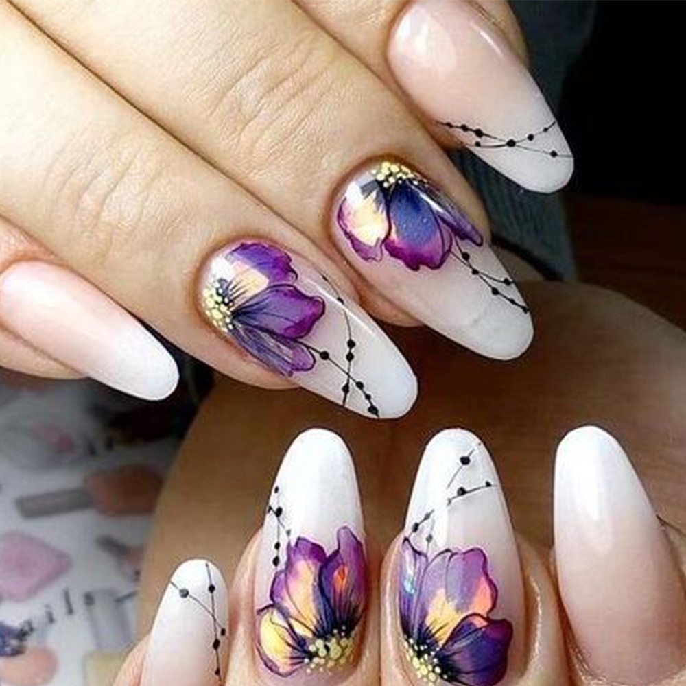 1pcs Nail Sticker Butterfly Flower Water Transfer Decal Sliders for Nail Art Decoration Tattoo Manicure Wraps Tools Tip JISTZ508 - Image 2