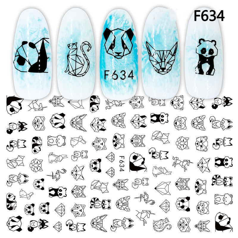 European And American Style Black And White Geometric Nail Art Stickers - Image 10