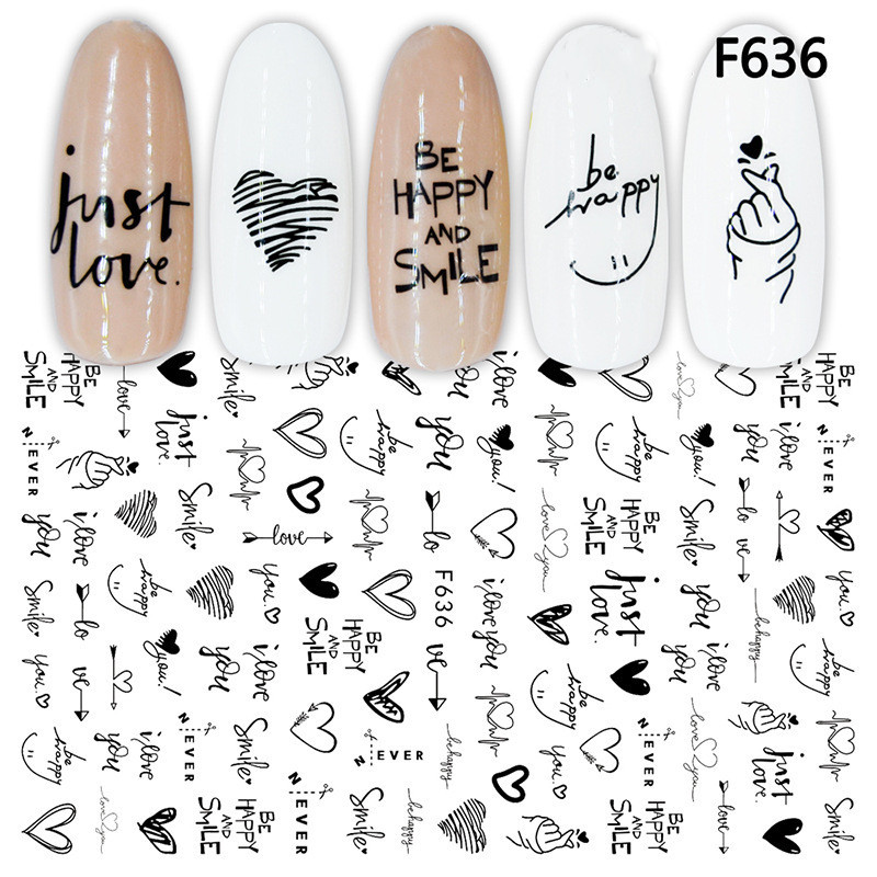European And American Style Black And White Geometric Nail Art Stickers - Image 3