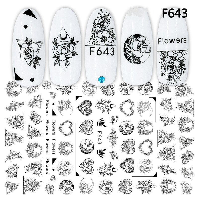 European And American Style Black And White Geometric Nail Art Stickers - Image 4