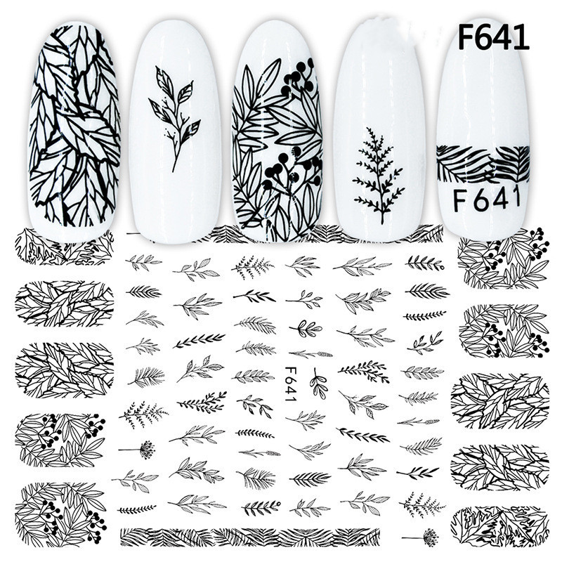 European And American Style Black And White Geometric Nail Art Stickers - Image 7