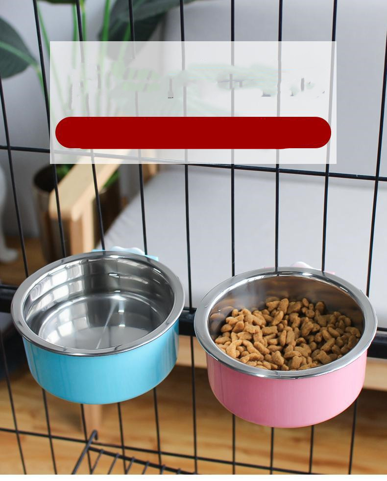 Stainless Steel Dog Fixed Cat Bowl Cat Bowl Dog Cage Water Anti-Overturning Dog - Image 3