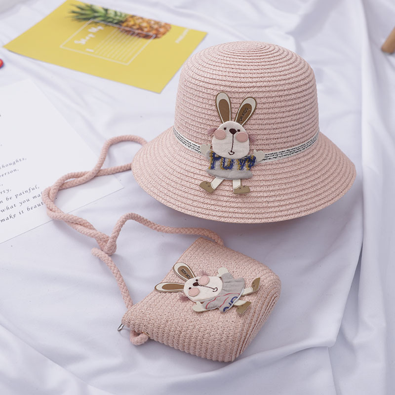 Baby Outdoor Straw Hat Cute Rabbit Decoration Bag - Image 10