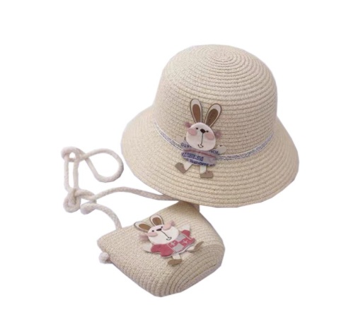 Baby Outdoor Straw Hat Cute Rabbit Decoration Bag - Image 7