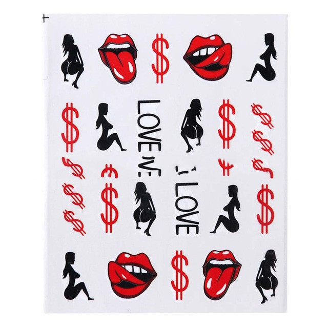 Cross-Border Sources Of Nail Art Watermark Stickers European Style Sexy Red Lips And Tongue Beauty Pattern Nail Water Transfer Stickers Nail - Image 6