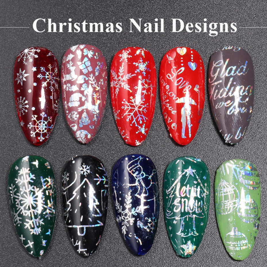 Cross-Border Source Of Nail Art Starry Paper Ins Laser Silver Transparent Bottom Snowflake Christmas Nail Transfer Sticker Nail - Image 4