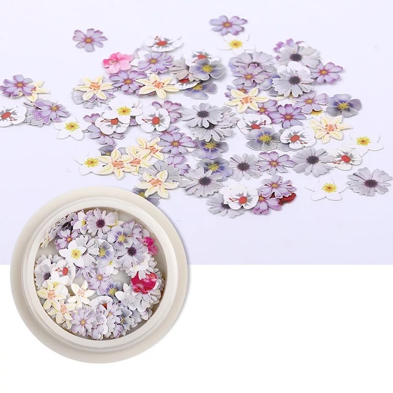 Cross-Border Hot Sale Nail Wood Pulp Sheet Ins Same Paragraph 18 Color Flowers Small Daisy Flower Nail Decoration Patch - Image 3