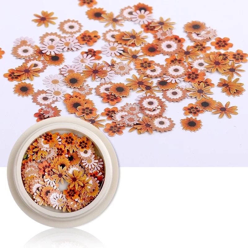 Cross-Border Hot Sale Nail Wood Pulp Sheet Ins Same Paragraph 18 Color Flowers Small Daisy Flower Nail Decoration Patch - Image 5