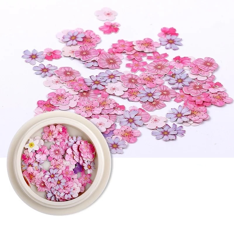 Cross-Border Hot Sale Nail Wood Pulp Sheet Ins Same Paragraph 18 Color Flowers Small Daisy Flower Nail Decoration Patch - Image 9