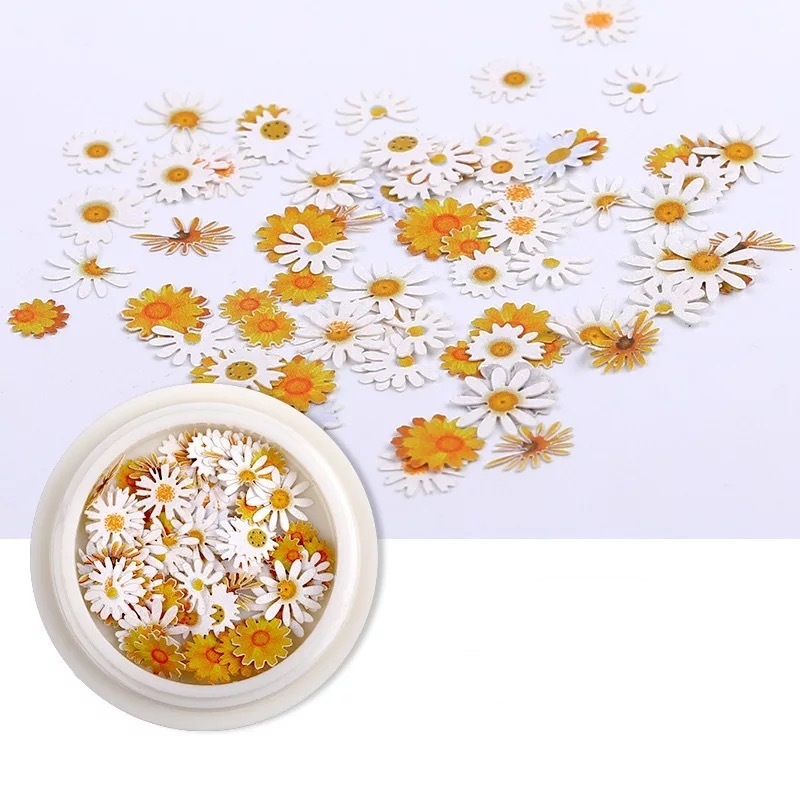 Cross-Border Hot Sale Nail Wood Pulp Sheet Ins Same Paragraph 18 Color Flowers Small Daisy Flower Nail Decoration Patch