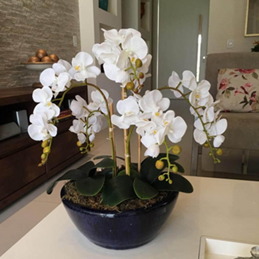 Artificial Flower Film Phalaenopsis Nine Heads Single Branch Artificial Flower Feel Chinese Home Living Room Decoration Flower Arrangement - Image 4