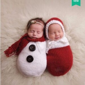 Baby Bathrobe, New Product, Children's Photography Clothing, Photo Studio, Baby Clothing, Knitted Woolen yarn, Cartoon Snowman Sleeping Bag