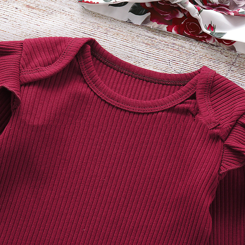 Three Piece Baby Girl Cotton Long Sleeved One Piece Romper Baby Trousers - Image 4