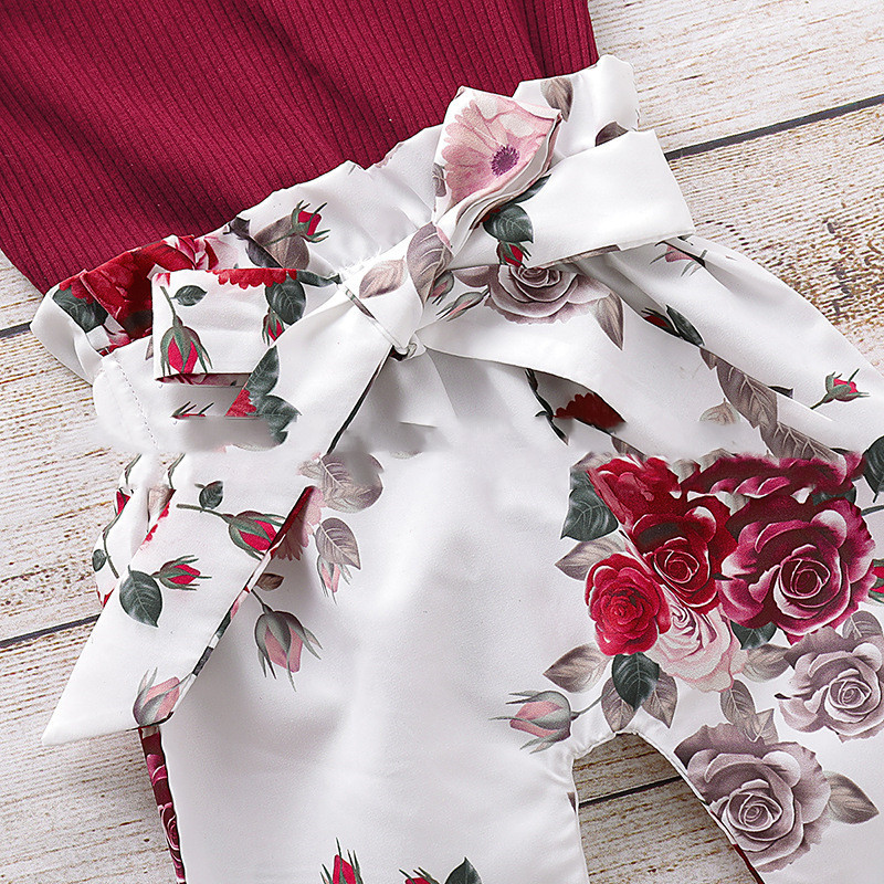 Three Piece Baby Girl Cotton Long Sleeved One Piece Romper Baby Trousers - Image 5