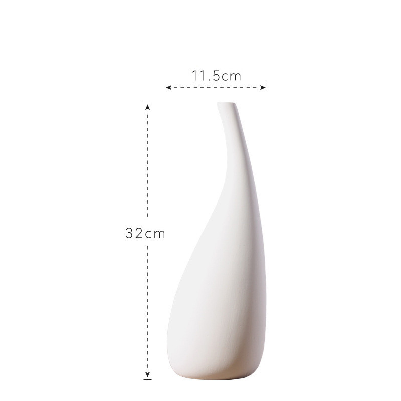 White Water Drop Vase Simple Modern Model Room Ceramic Dried Flower Flower Ornaments - Image 6