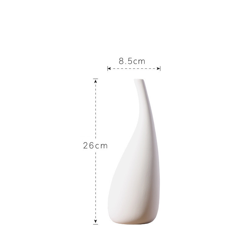 White Water Drop Vase Simple Modern Model Room Ceramic Dried Flower Flower Ornaments - Image 2