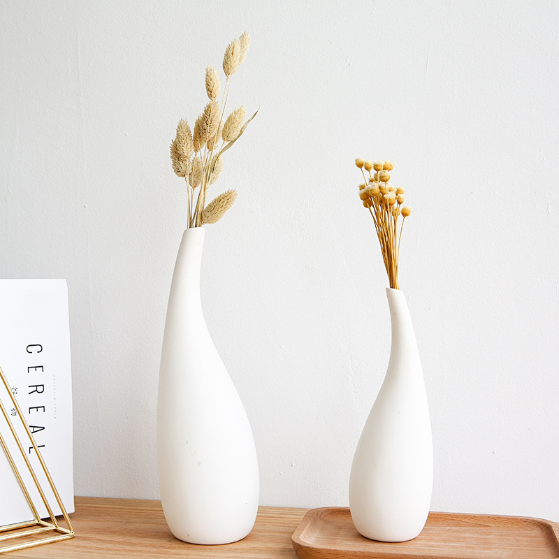 White Water Drop Vase Simple Modern Model Room Ceramic Dried Flower Flower Ornaments - Image 3
