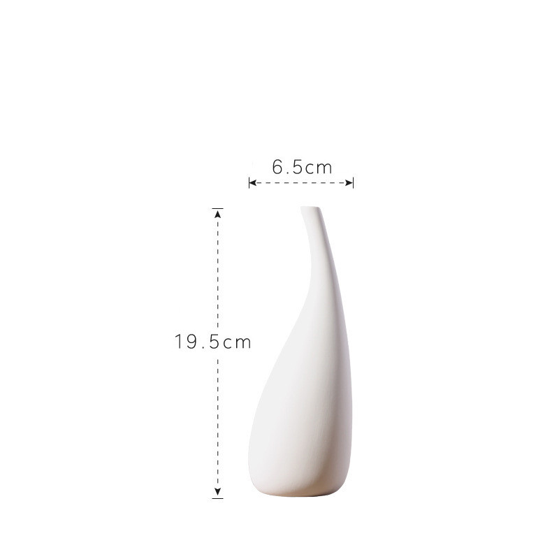White Water Drop Vase Simple Modern Model Room Ceramic Dried Flower Flower Ornaments - Image 5