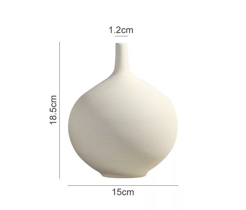 Nordic White Porcelain Flower Vase Artwork Home Decoration Furnishings Round Ceramic Vase Flower Arrangement Decoration Ornament - Image 6