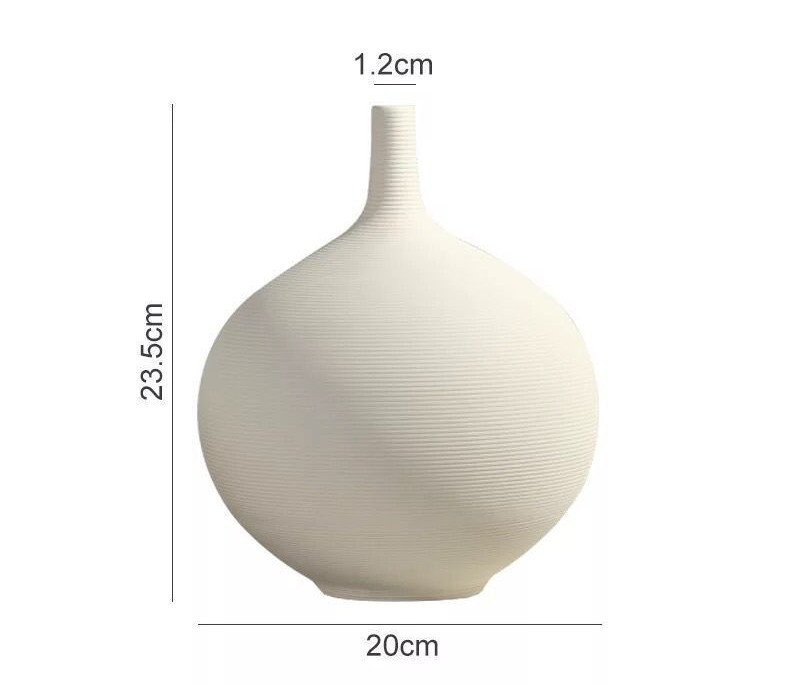 Nordic White Porcelain Flower Vase Artwork Home Decoration Furnishings Round Ceramic Vase Flower Arrangement Decoration Ornament - Image 4