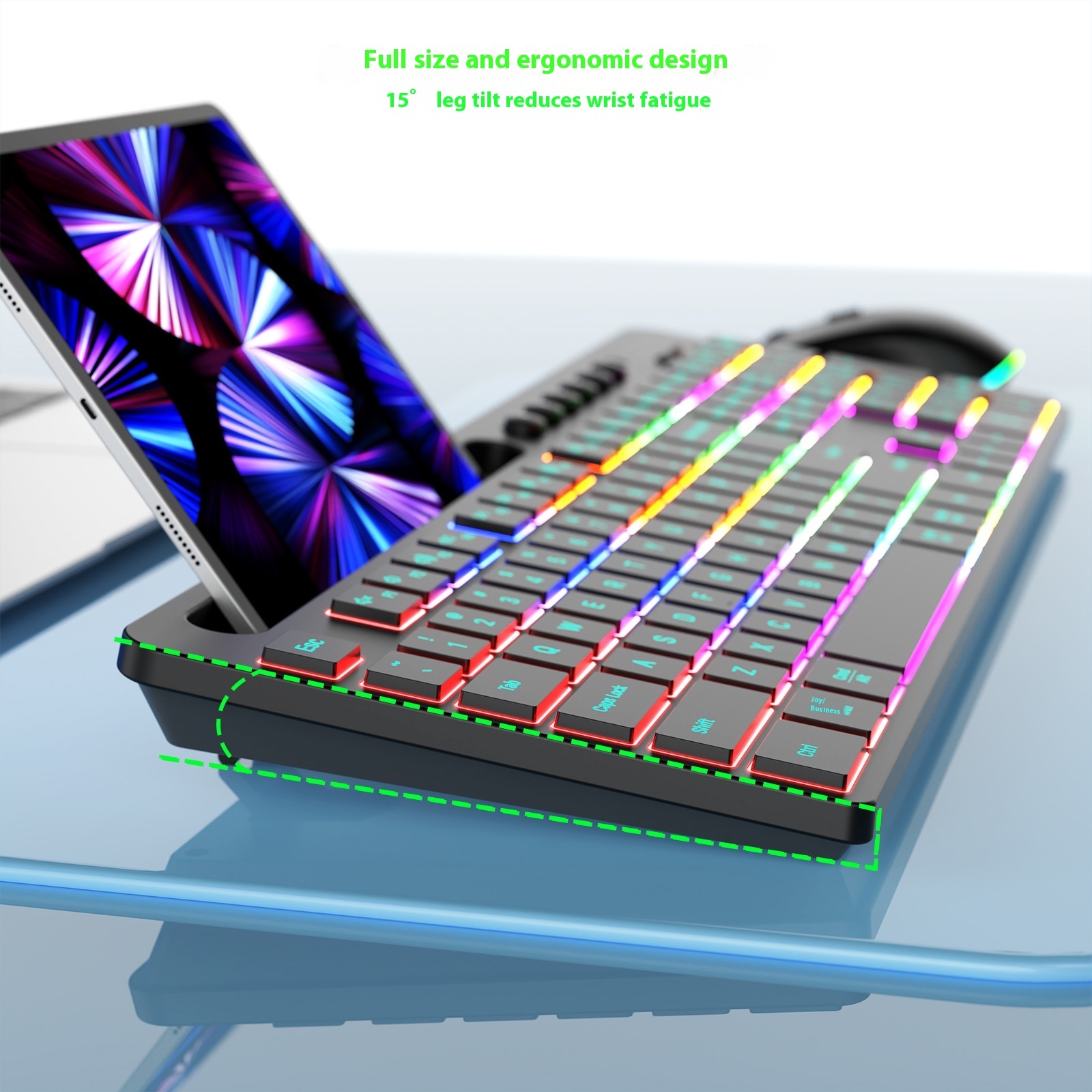 Wireless Keyboard And Mouse One-piece Set With Card Slot Luminous Ergonomic Business Office - Image 3